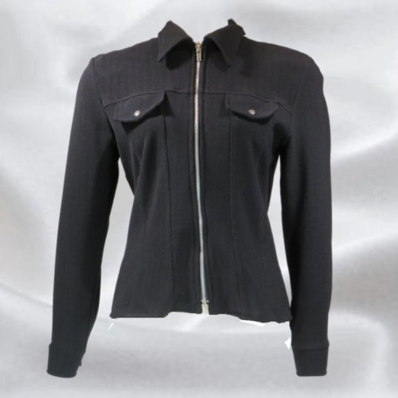 MOSSKITO Zip-Up Fitted Black Top in Size Medium - Picture 1 of 4